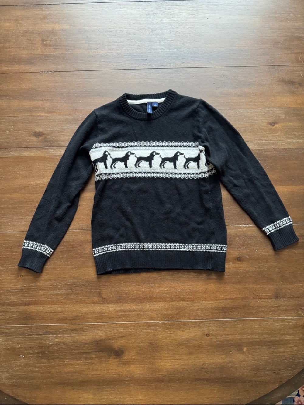 Size 7 Janie and Jack cotton blend Dog Crewneck fair isle sweater